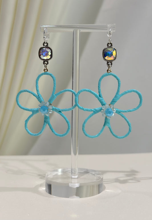 Turquoise - Roped Daisy Flower Earrings