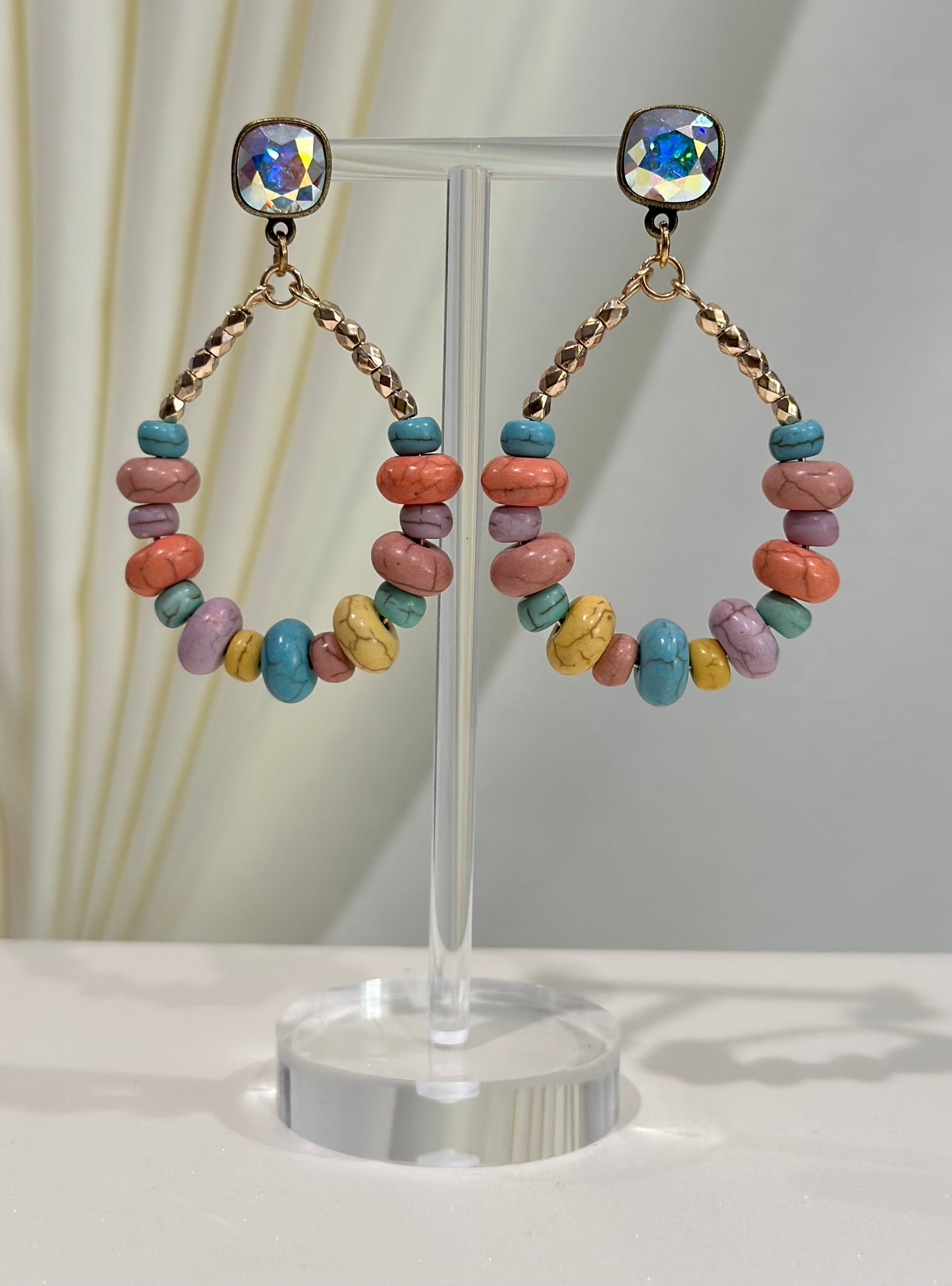 Multi Pastels Beaded Teardrop