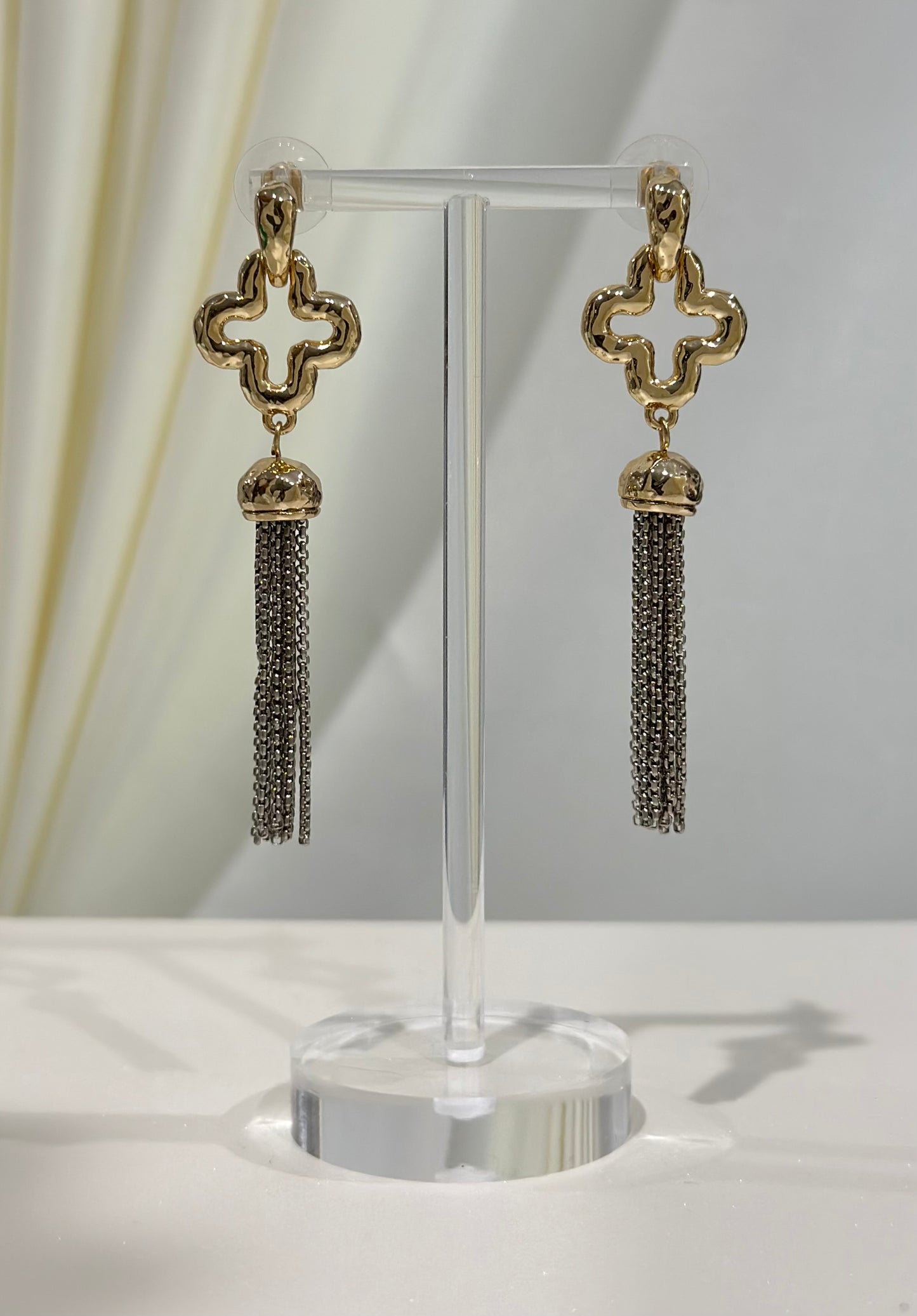 Gold/Silver - Clover Tassel Earring