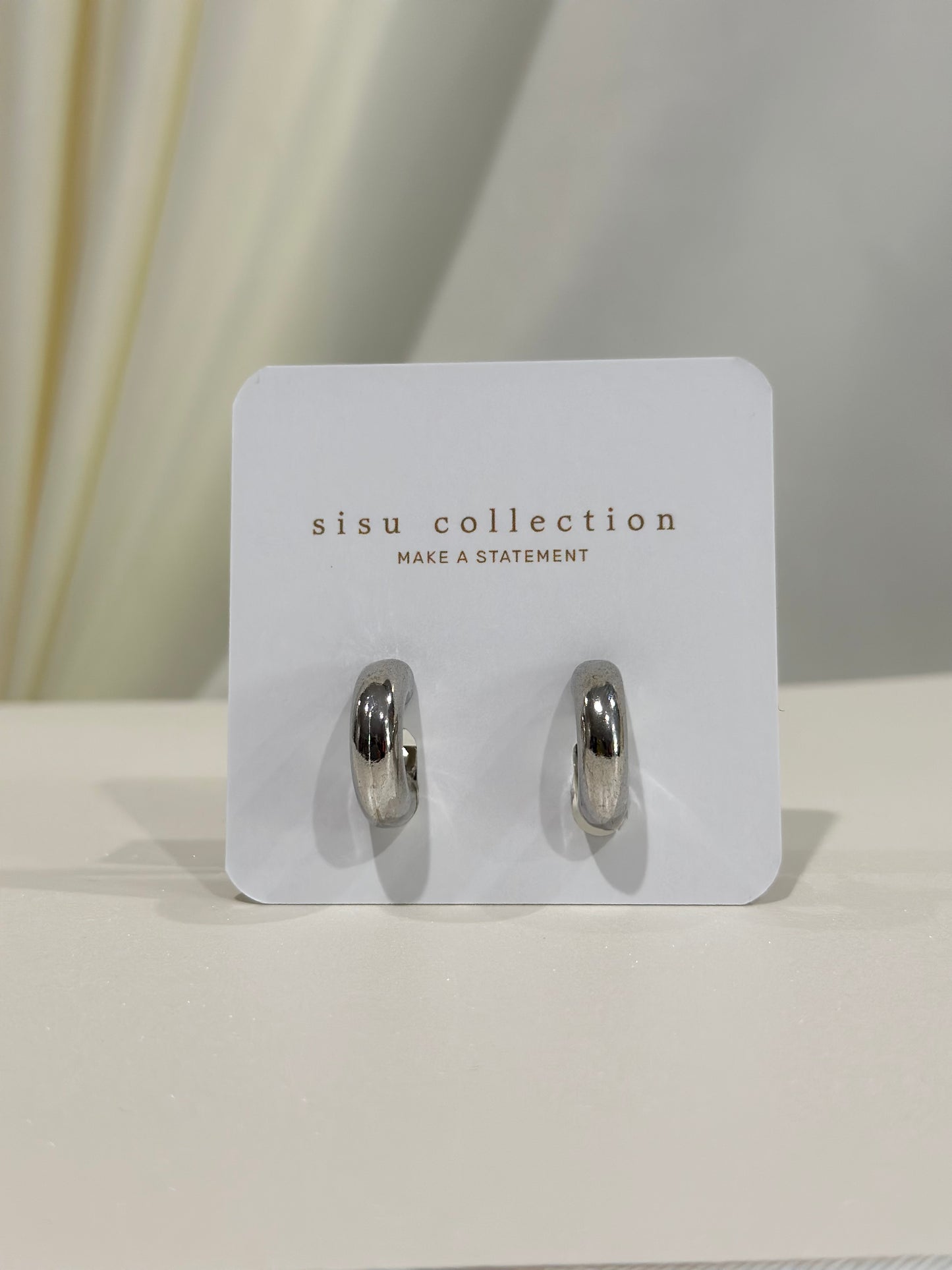 CZ Silver Celia Hoop Earrings