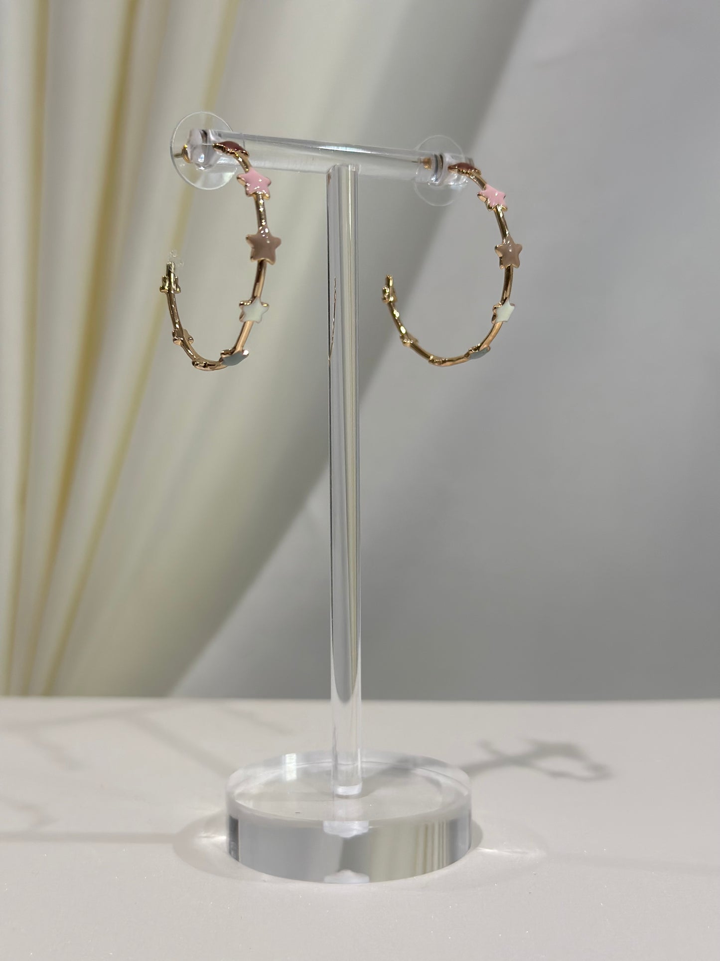 Mauve Star Bamboo Thin Hoop Earrings