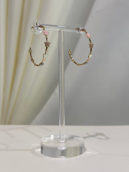 Mauve Star Bamboo Thin Hoop Earrings