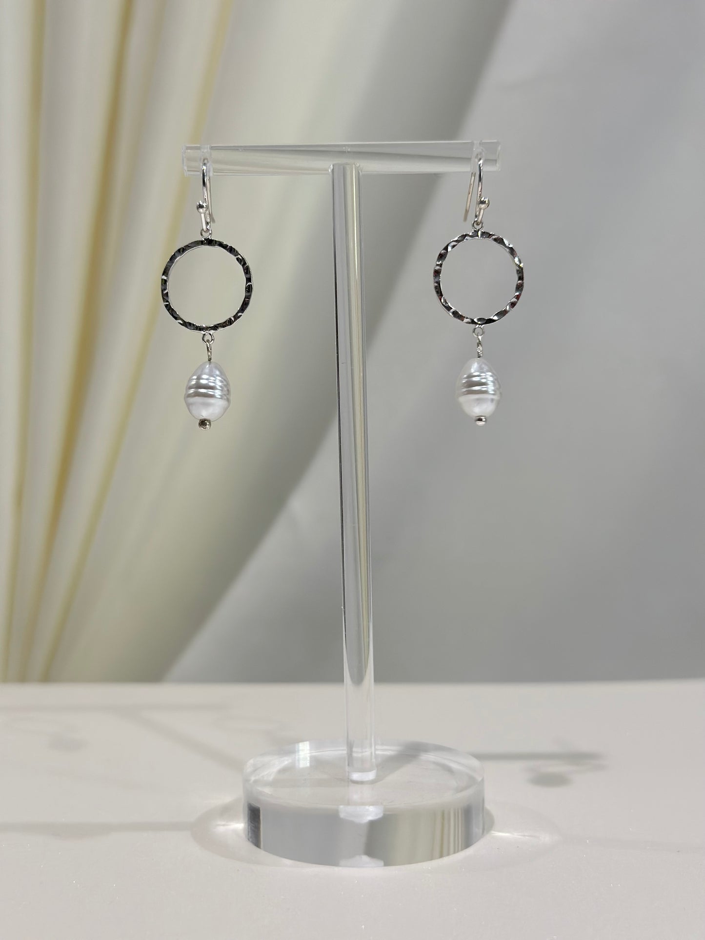 Circle Pearl Drop Earrings