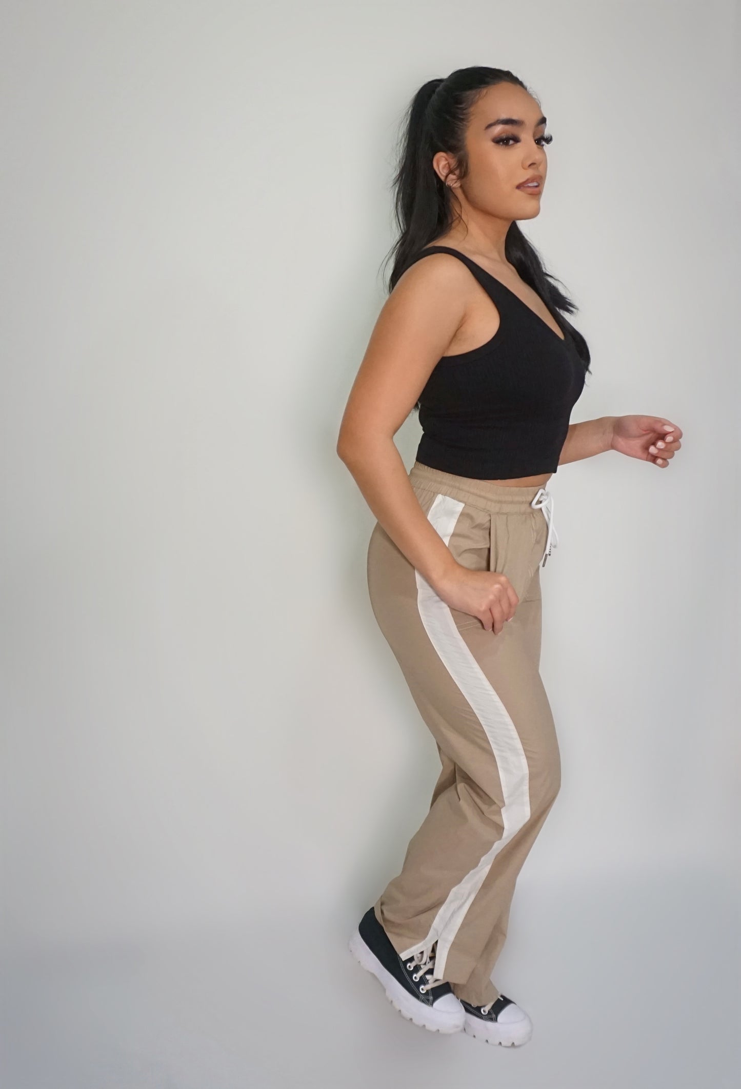 Taupe - Nylon Sporty Pants