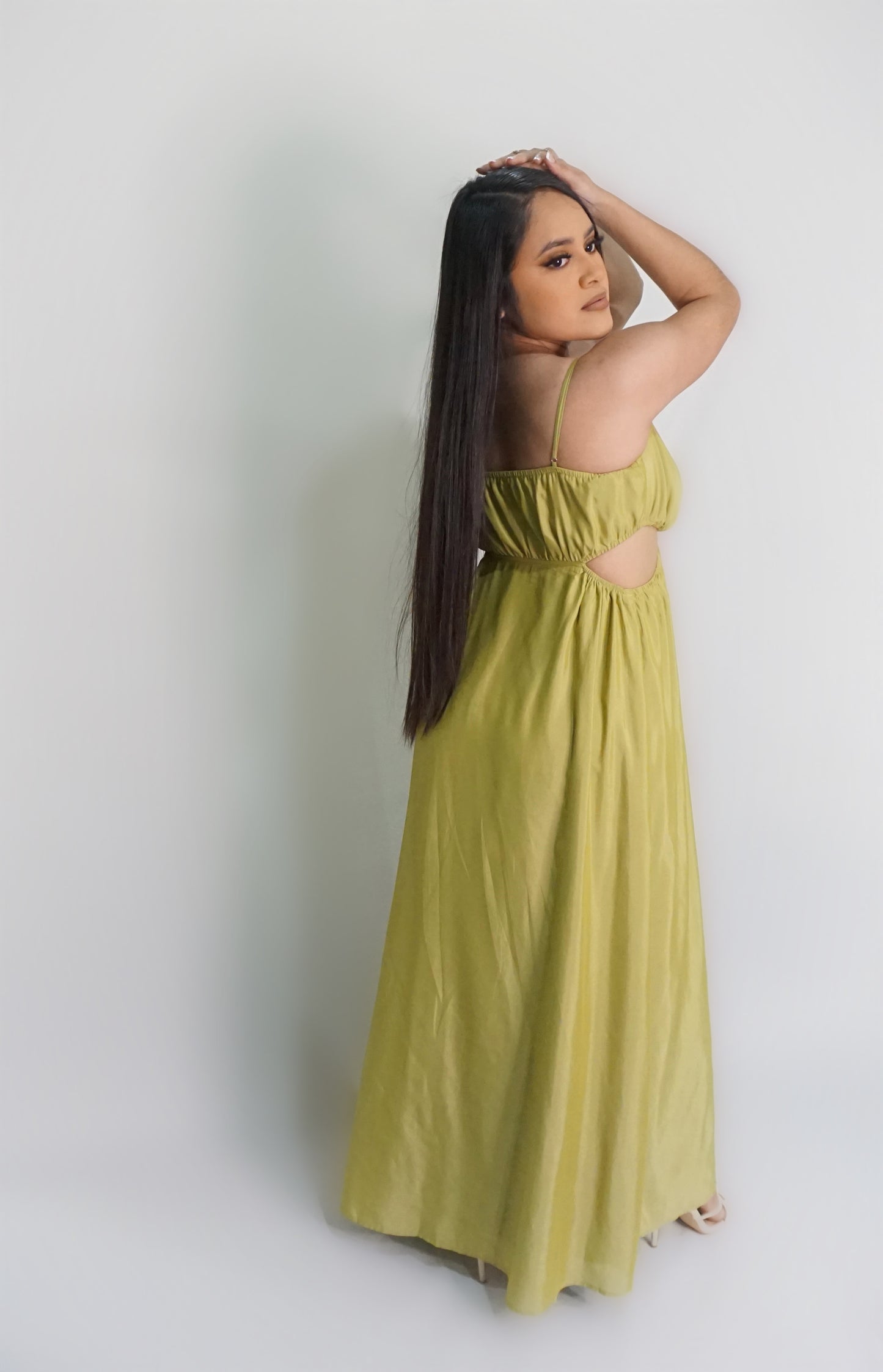 Olive Green - Front Cut Out Maxi Dress