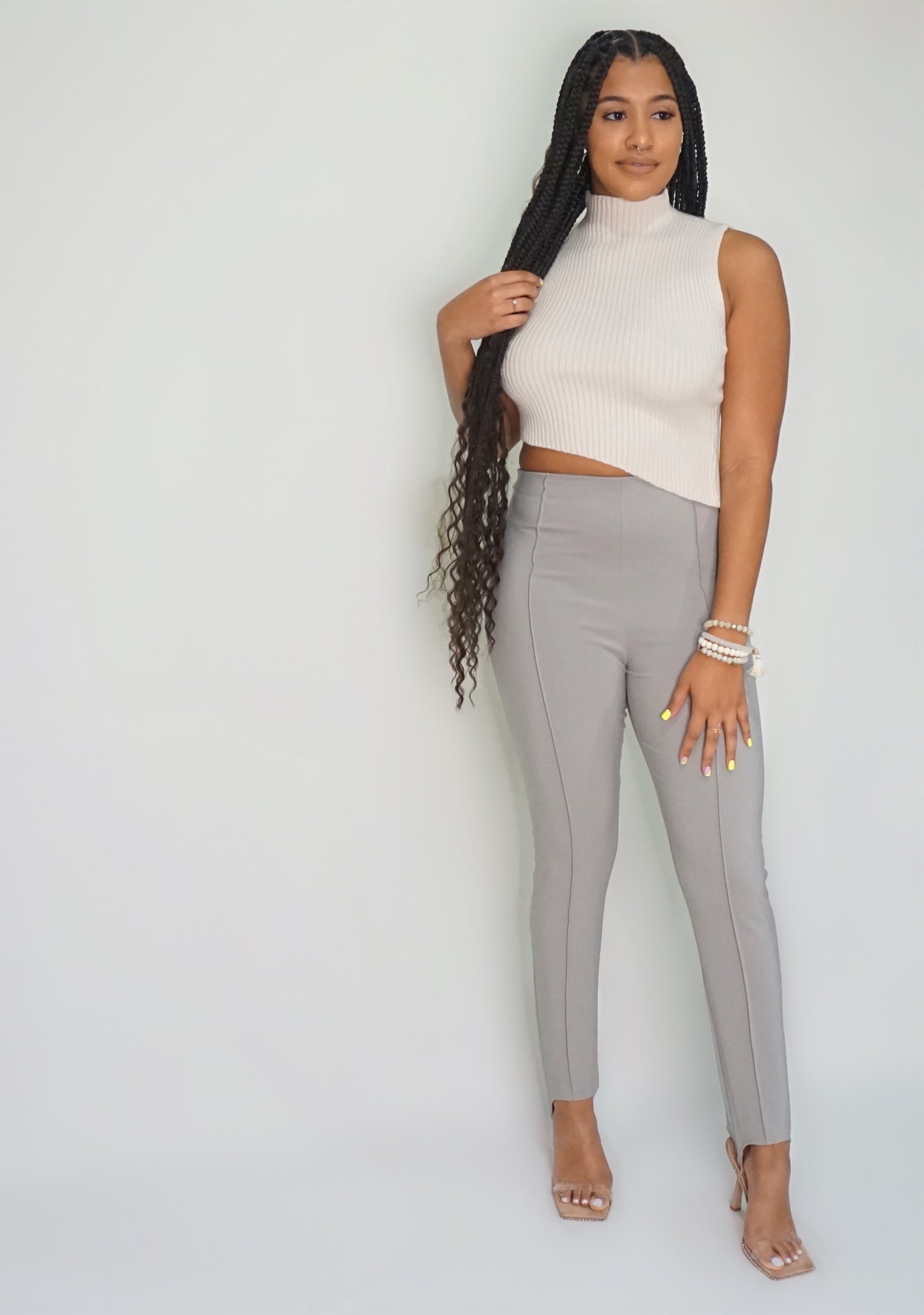 Light Grey - Stirrup Pintuck Legging