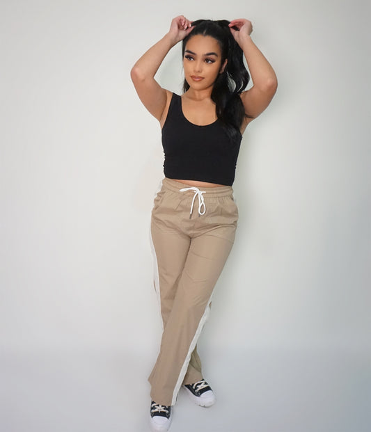 Taupe - Nylon Sporty Pants