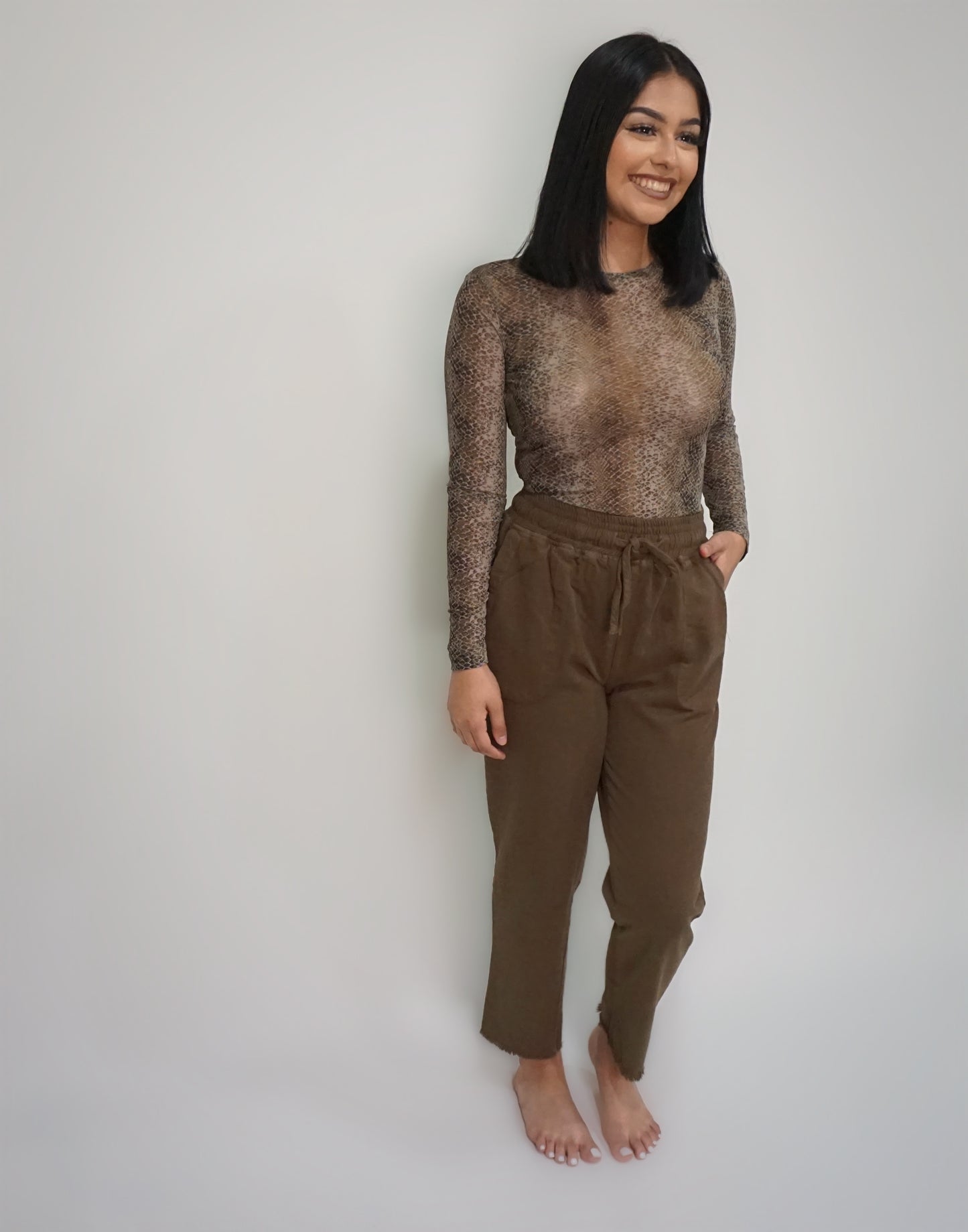 Brown/Green - Snakeskin Mesh Bodysuit